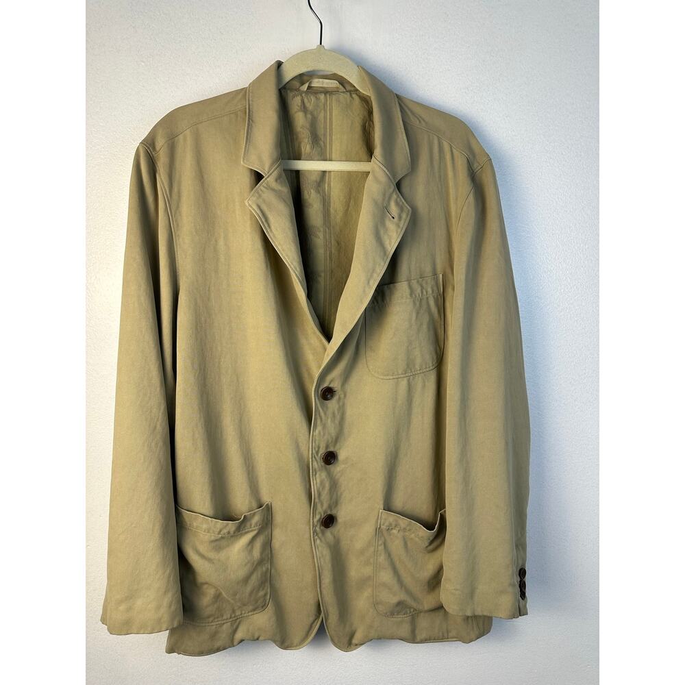 Tommy Bahama khaki Men's blazer three-button closure 100% silk Size Large